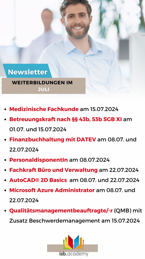 Fachkraft Büro Betreuungskraft DATEV Finanzbuchhaltung Lohnbuchhaltung Medizinische Fachkunde Weiterbildung Agentur für Arbeit Jobcenter Förderung Kurs Seminar Bildung Unterricht Starttermine Zukunft